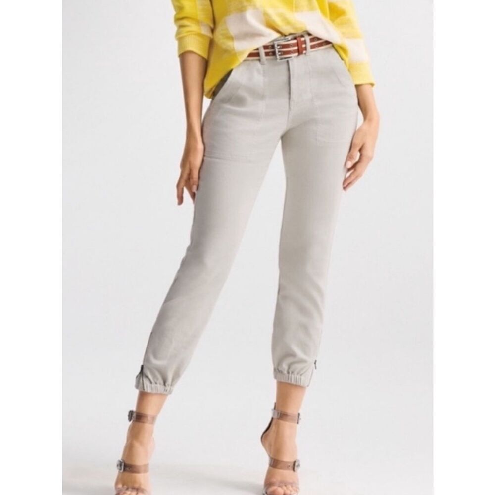 Cabi Compass Utility Ankle Zip Jogger Pants Beige Womens 8